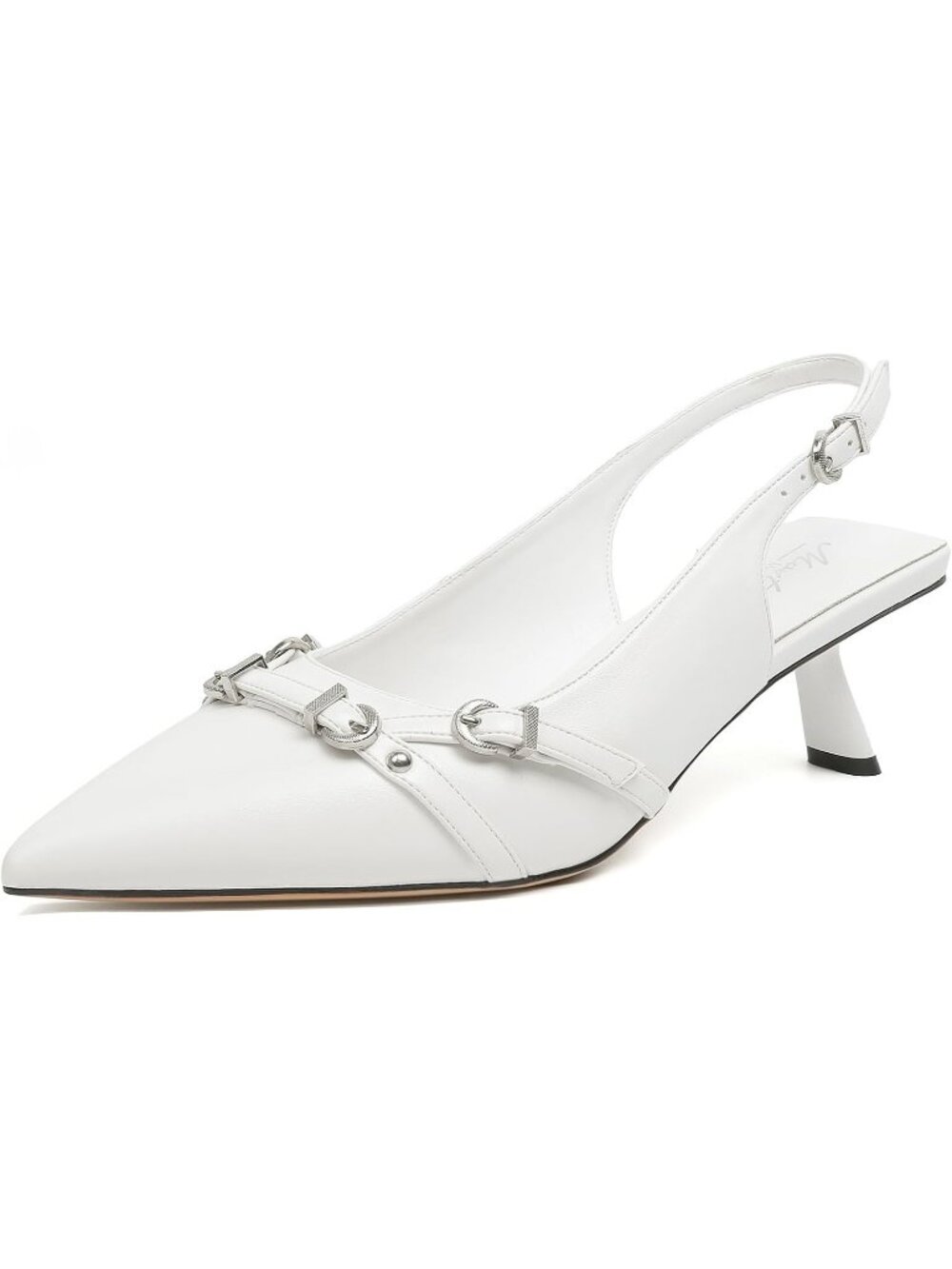 Women's White Pu(03) Patent Leather Kitten Heels Pointed Toe Pumps Dressy Shoes